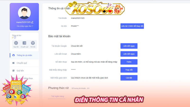 Bước thứ ba: Điền thông tin cá nhân